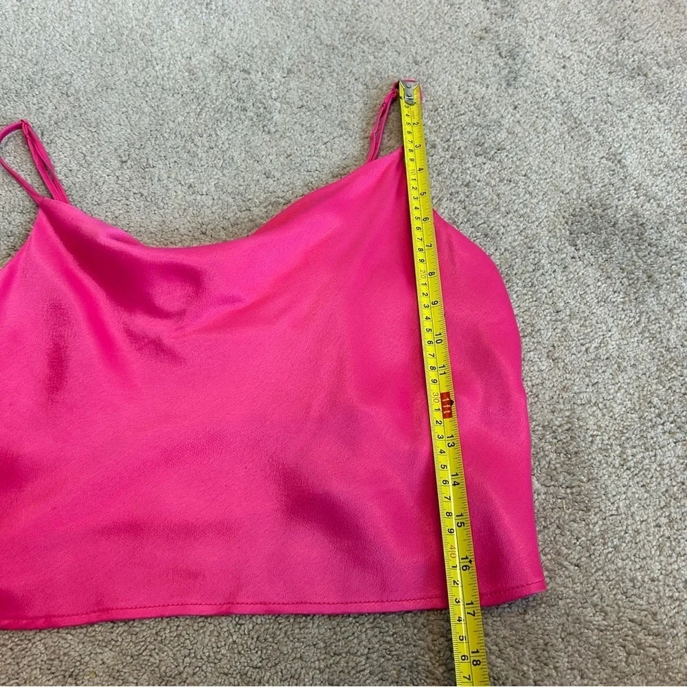 Zara pink satin effect draped cowl neck spaghetti strap camisole top blouse L - Picture 6 of 11